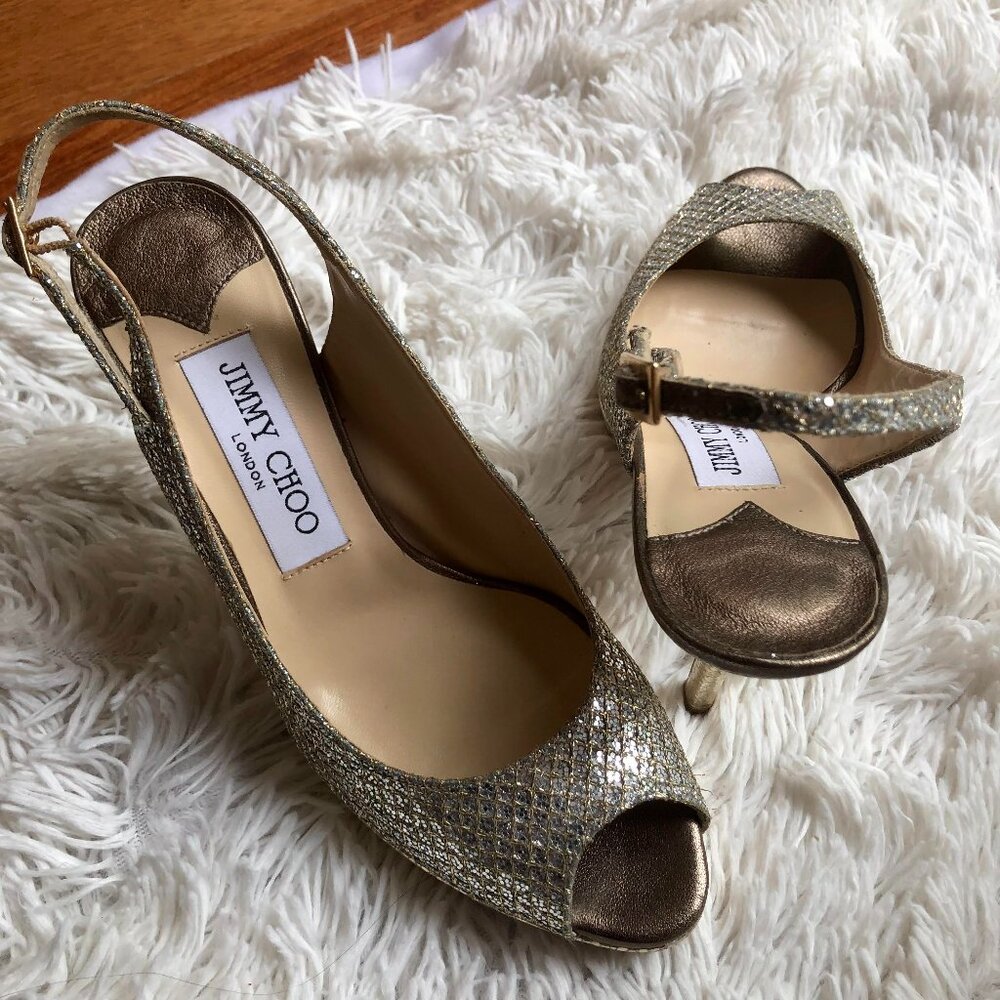 Glitter Jimmy Choo slingback heels